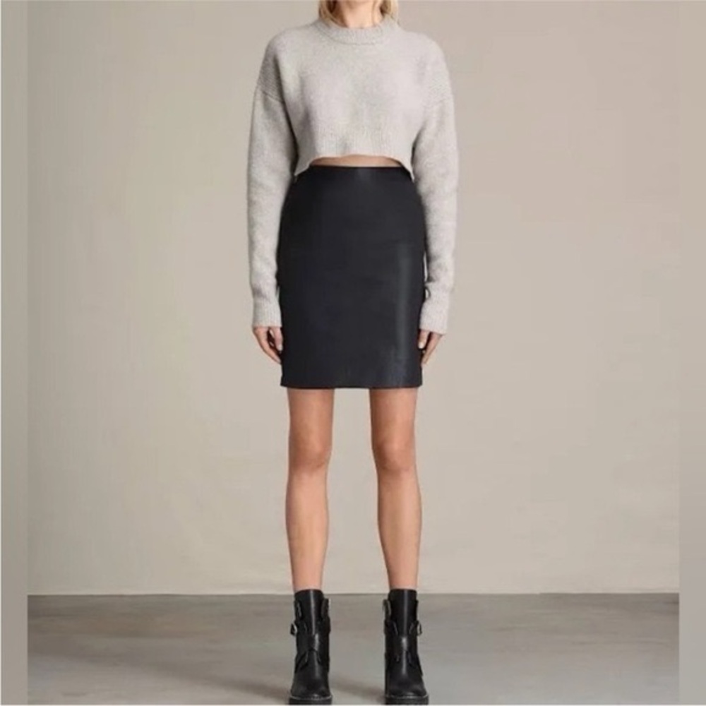 AllSaints NWT Women's Black Metal Pencil Skirt US 8/UK 12